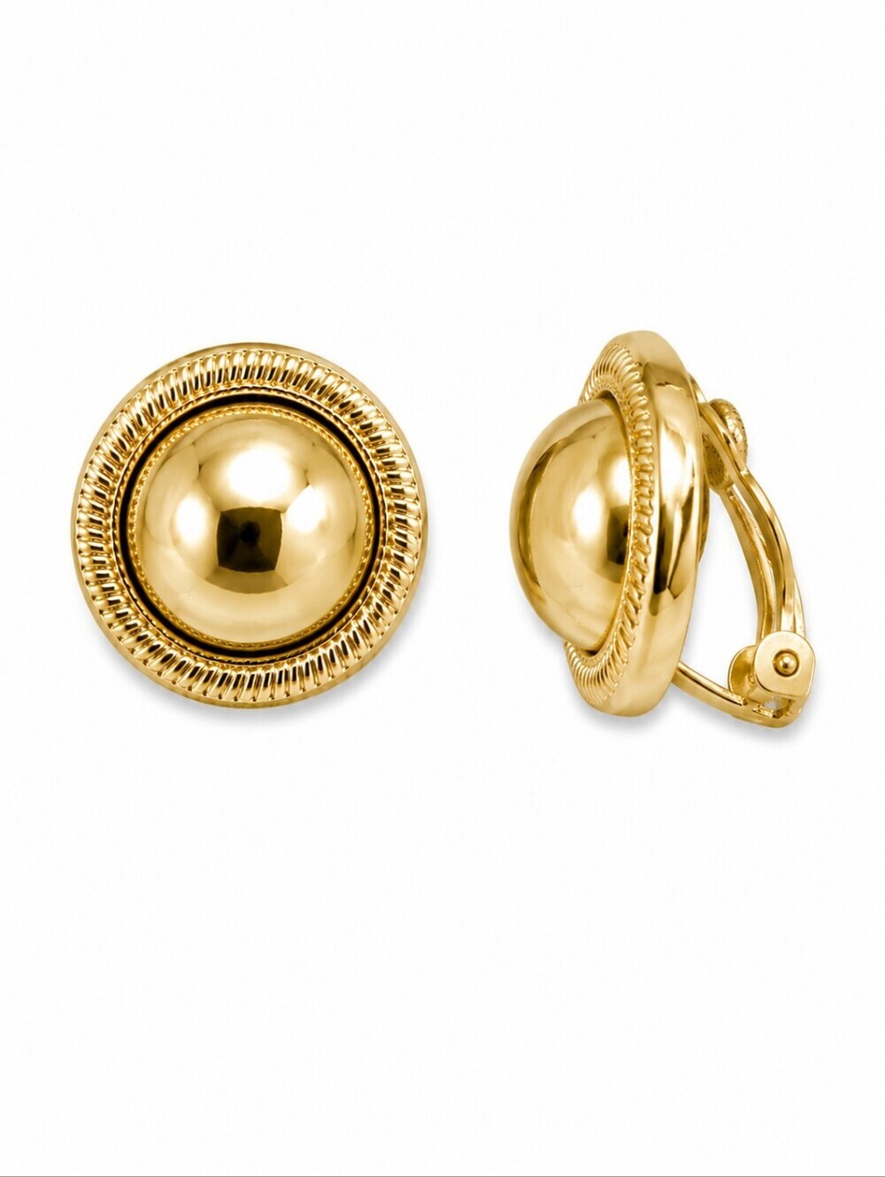 Vintage 1980s Goldtone Circle Dome Clip-on Earrings